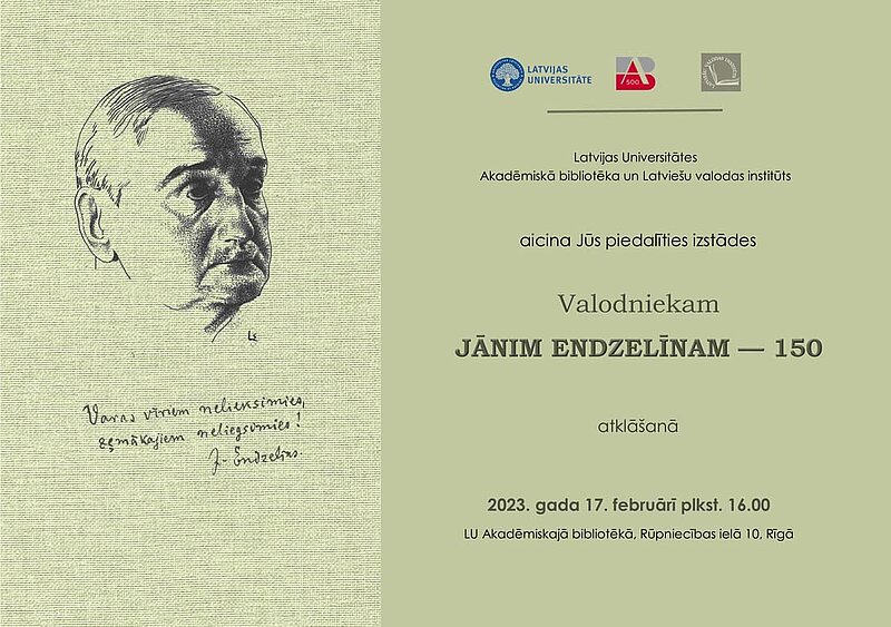 Izstāde “Valodniekam Jānim Endzelīnam – 150” LU Akadēmiskajā bibliotēkā