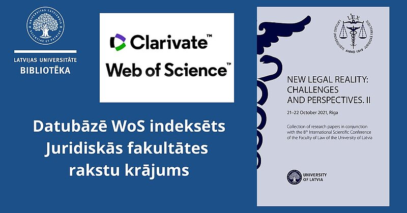 Datubāzē WoS indeksēts Juridiskās fakultātes rakstu krājums